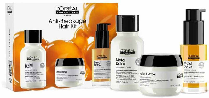 L'Oreal Professionnel Metal Detox Mini Trio Hair Care Set, Shampoo Mask Oil, Travel Size