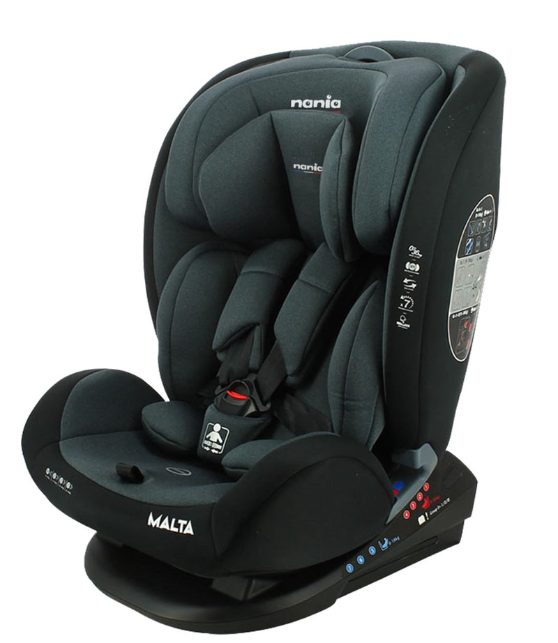 Nania Malta Car Seat Grey Black Group 0+/1/2/3 Rearward and Forward Facing 0-36kg