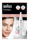 Braun Face Spa 851 Facial Epilator and Cleansing Brush, Wet & Dry, 4 Attachments, Cordless