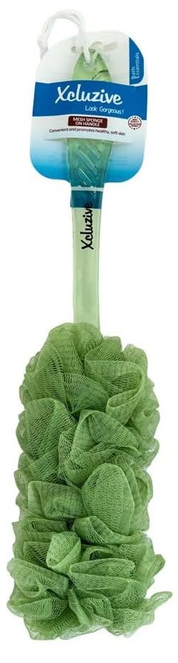 Xcluzive Mesh Bath Sponge with Handle, Soft Lathering Body Scrubber, 1 Piece