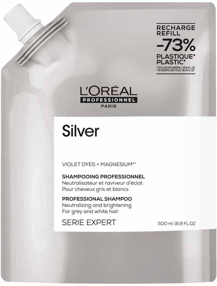 LOreal Professionnel Silver Purple Shampoo Refill Pouch, 500 ml