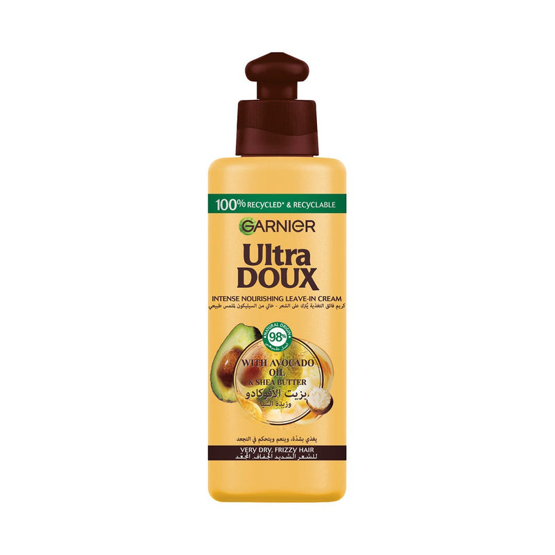 Garnier Ultra Doux Avocado Oil & Shea Butter Leave-In Cream for Dry or Frizzy Hair 200 ml