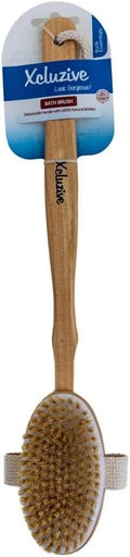 Xcluzive Wooden Bath Brush Natural Bristles Detachable Head Easy-Grip 1 Pc