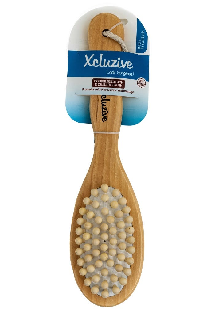 Xcluzive Double-Sided Bath & Massage Brush Natural Bristles, Massage Spheres, 1 Piece