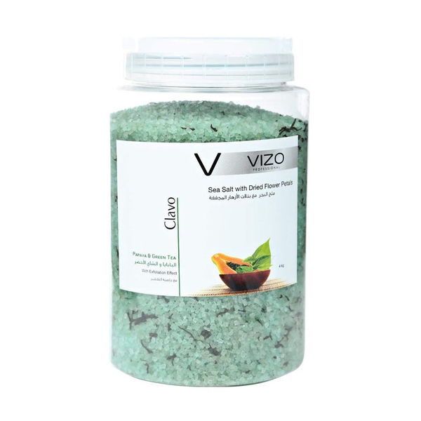 Vizo Clavo Sea Salt Body Scrub with Papaya, Green Tea & Dried Flower Petals, 4 kg