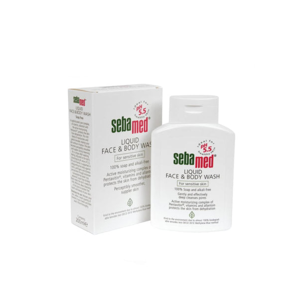 Sebamed Liquid Cleanser Soap-Free Face and Body Wash with Pentavitin, Vitamins and Allantoin, 200ml