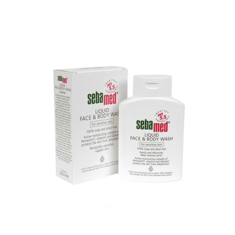Sebamed Liquid Cleanser Soap-Free Face and Body Wash with Pentavitin, Vitamins and Allantoin, 200ml