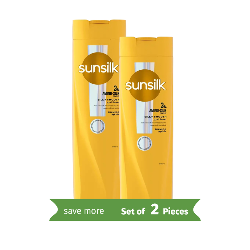 Sunsilk Silky Smooth Shampoo Liquid Amino-Silk Complex Argan Oil 400ml Twin Pack