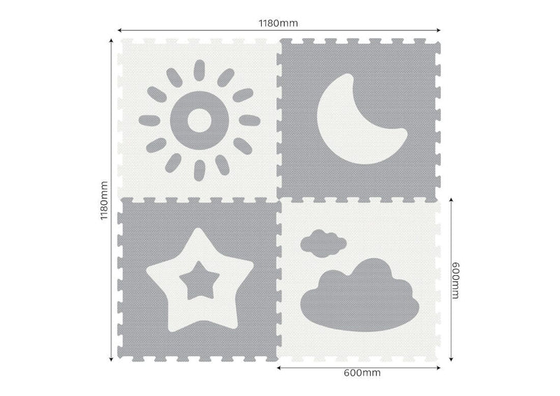 Sunta Weather Series Classic Puzzle Play Mat EVA Foam Grey 4 Pieces