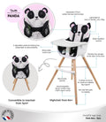 Nania Paulette Panda 2-in-1 Evolutionary High Chair with Reversible Cushion and Adjustable Tray