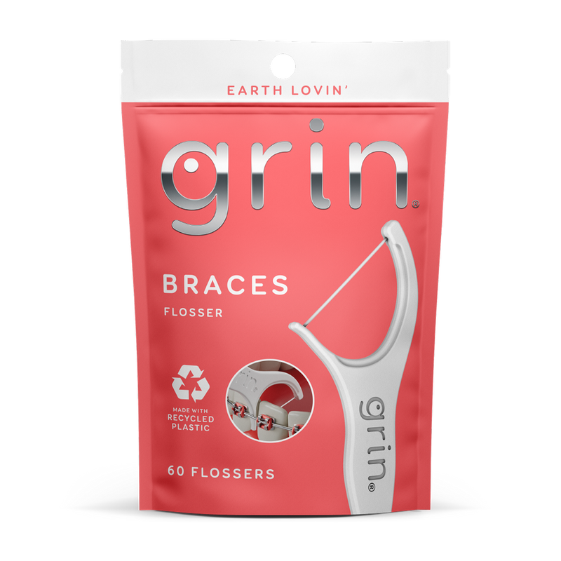 Grin Braces Flossers Thin Floss with Folding Toothpick, 60 Pieces