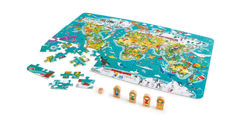 Hape World Observation Puzzle and Board Game, 100 Pieces, World Map
