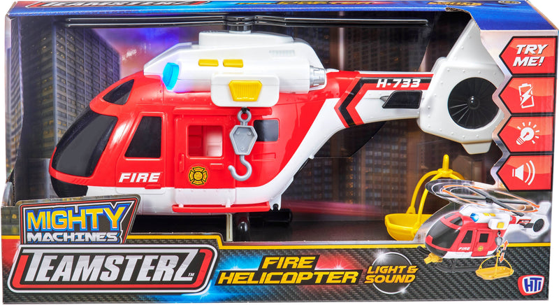 Teamsterz Mighty Machines Large Fire Helicopter Toy with Lights, Sounds, Winch and Stretcher