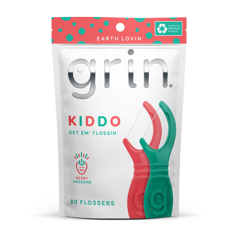 Grin Kiddo Children's Flossers Berry Flavored Recycled Plastic 80 Pieces
