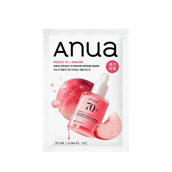 Anwa Niacin & Peach Hydrating Serum Sheet Mask, Niacinamide and Hyaluronic Acid, 25g