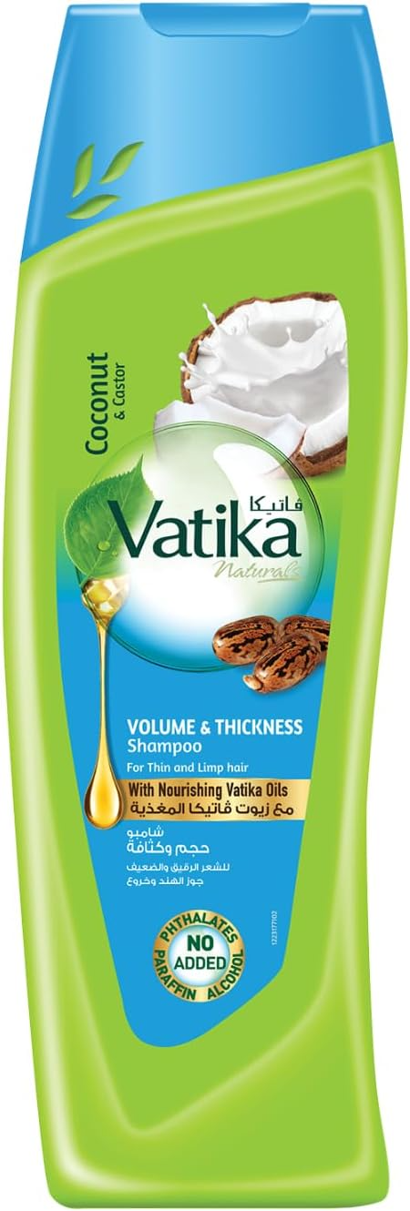 Vatika Volume Thickness Shampoo Coconut & Castor Oil Fuller-Looking Hair