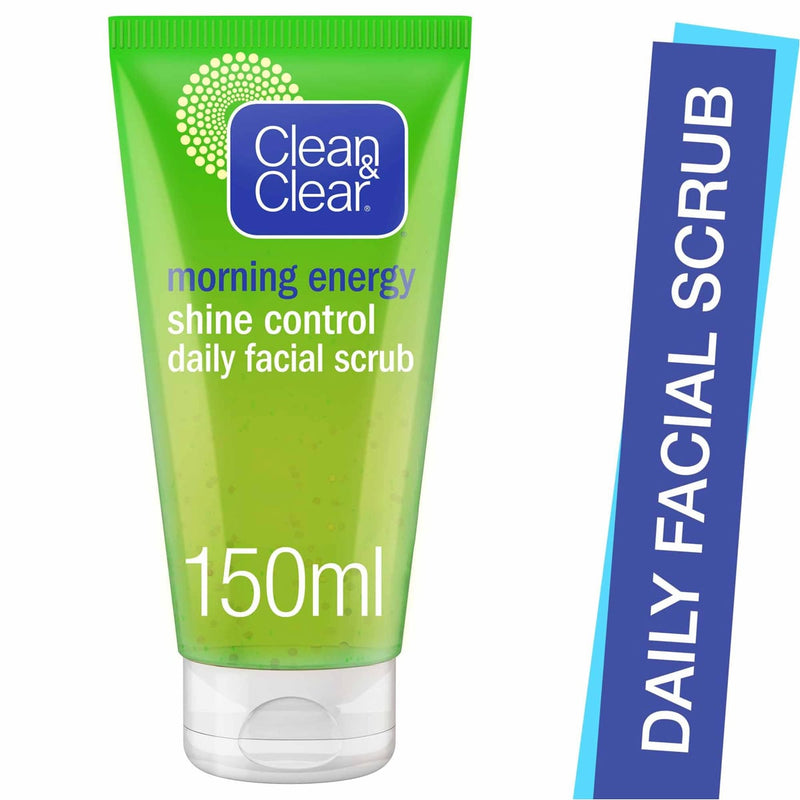 Clean & Clear Morning Energy Shine Control Facial Scrub, Exfoliating Beads, Lemongrass and Fruit Extracts, 100 ml
