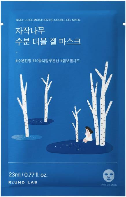Round Lab Birch Juice Moisturizing Double Gel Mask Hydrogel Sheet Mask Hyaluronic Acid 23 ml, 10 Pack