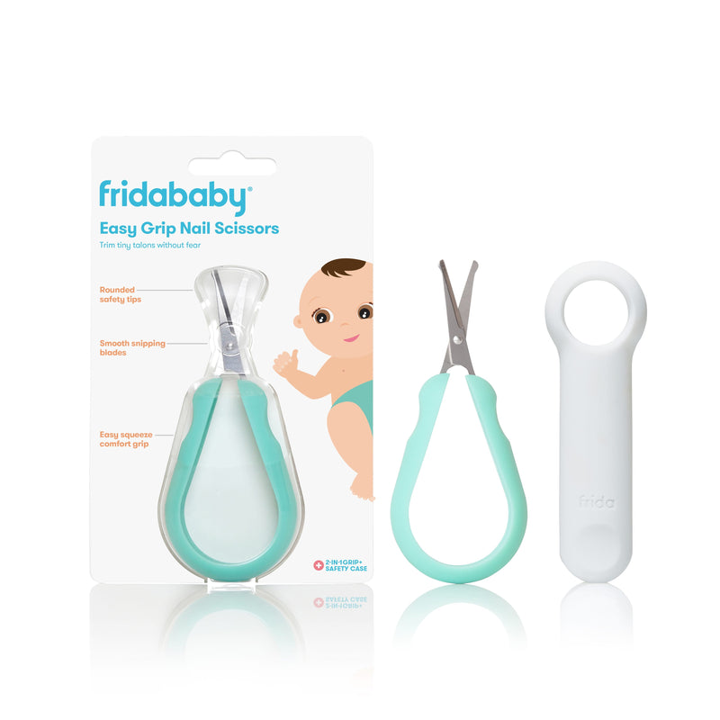 Frida Baby Easy Grip Nail Scissors with Rounded Tips, Stainless Steel Blades, Grip and Safety Case