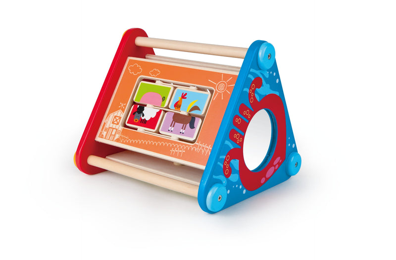 Hape Take-Along 5-Sided Wooden Sensory Activity Box for Babies
