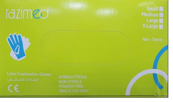 Razimed Latex Examination Gloves Powder-Free Medium