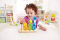 Hape Counting Stacker Hexagon Wooden Toy Color Sorting and Counting Game for Toddlers 12 Months+