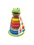 Hape Mr. Frog Wooden Educational Stacking Rings Toy, Colorful Rings, Rattle and Clapper, 12M+