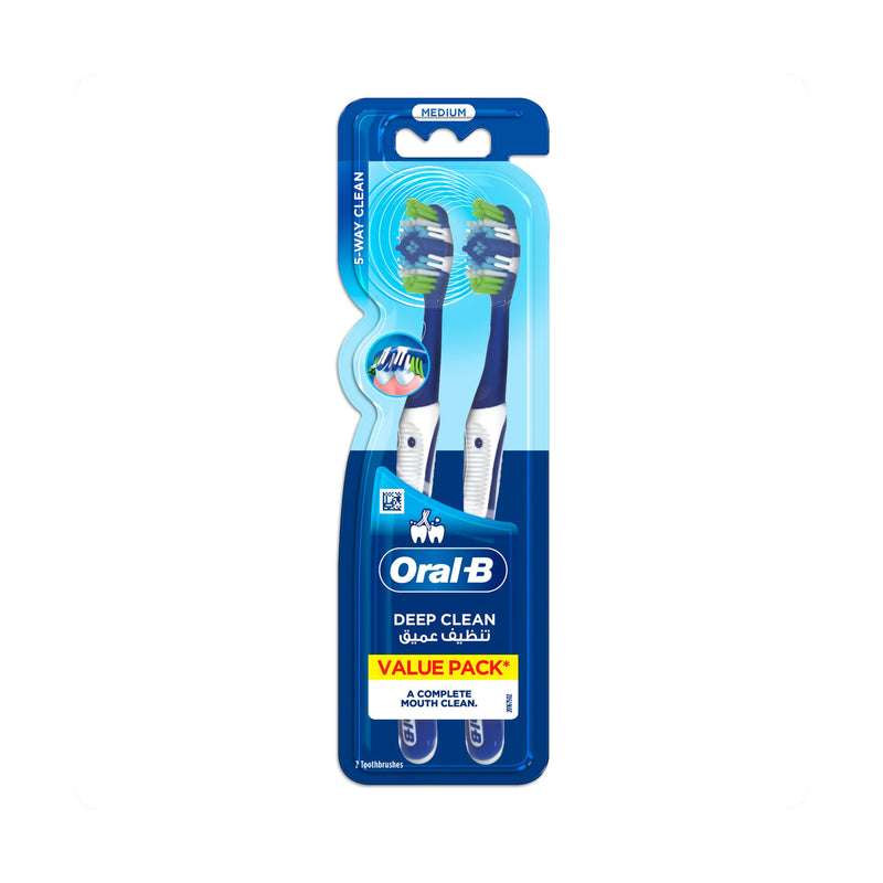 Oral-B Complete 5 Way Clean Manual Toothbrush Medium 2 Pack with PowerTip Bristles