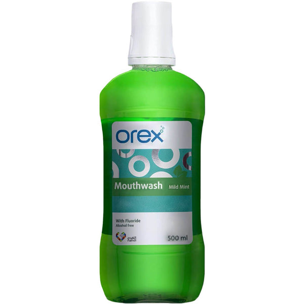 Orex Mild Mint Mouthwash Alcohol-Free Fluoride Formula 500 ml