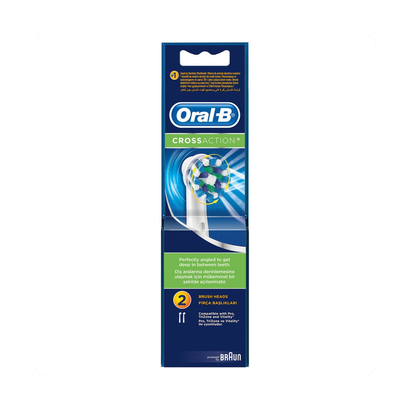 Oral-B Cross Action Replacement Electric Toothbrush Heads Indicator Bristles Pack of 2