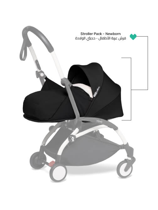 Stokke YOYO Newborn Stroller Color Pack, Canopy and Seat Pad, Black, From Birth