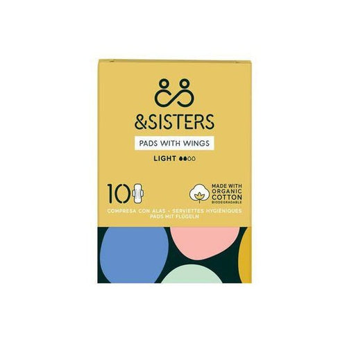 & Sisters Organic Cotton Pads with Wings Light Flow 10 Count
