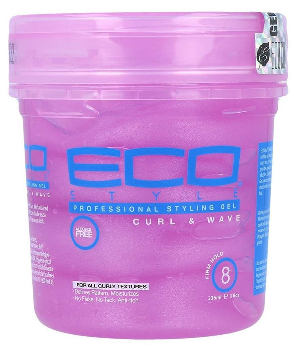 Eco Style Curl & Wave Styling Gel Cream Formula Silicone-Free Defined Curls Pink 236 ml