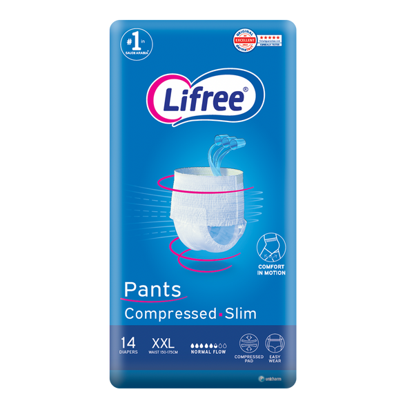 Lifree Compressed Pants Normal Flow XXL Jumbo Pack, 14 Pieces