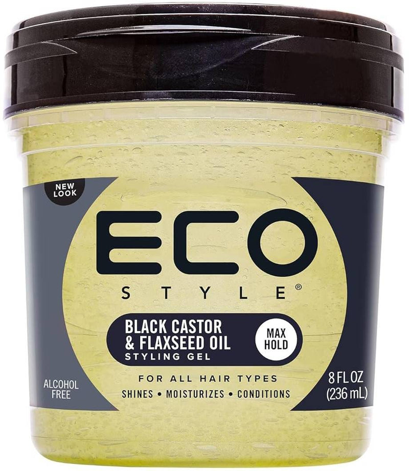 Eco Style Black Castor & Flaxseed Oil Styling Gel, Moisturizing Hold, 236 ml