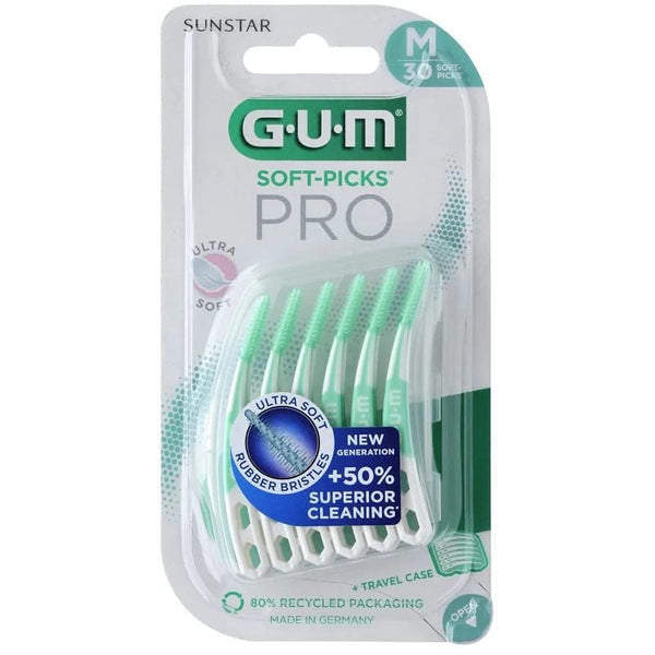 GUM Soft-Picks Pro Medium Interdental Cleaners with Travel Case, 30 Pieces