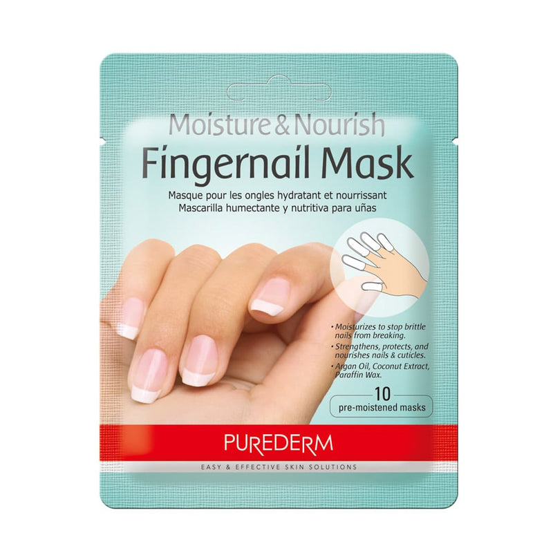 Purederm Moisture & Nourish Fingernail Mask, Pre-Moistened Argan Oil Coconut & Milk Protein, 10 Masks