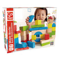 Hape Maple Blocks Wooden Building Set, 50 Pieces, Bright Colors, Cotton Storage Bag, Ages 12 Months+