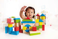 Hape Maple Blocks Wooden Building Set, 50 Pieces, Bright Colors, Cotton Storage Bag, Ages 12 Months+