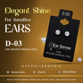 Ear Sense 4 mm D3 Gold-Plated Earrings with Genuine Zircon, 1 Pair