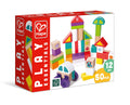 Hape Space Monster Stacking Blocks Wooden Construction Toy, 50 Pieces with Wheels, Space Theme, Ages 12M+