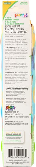 Sesame Street Scented Dough 4-Pack Soft Moldable Fruit-Scented Dough Assorted Colors 4 x 1 Oz