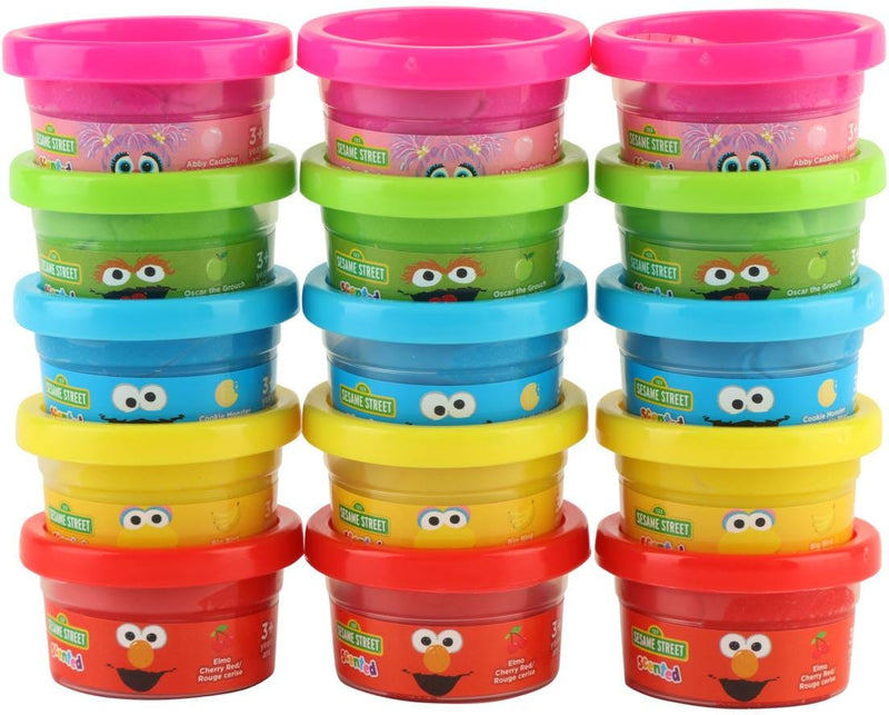 Sesame Street Scented Dough, Soft Moldable Creative Play Dough, 15 Pack, 1 Oz Each