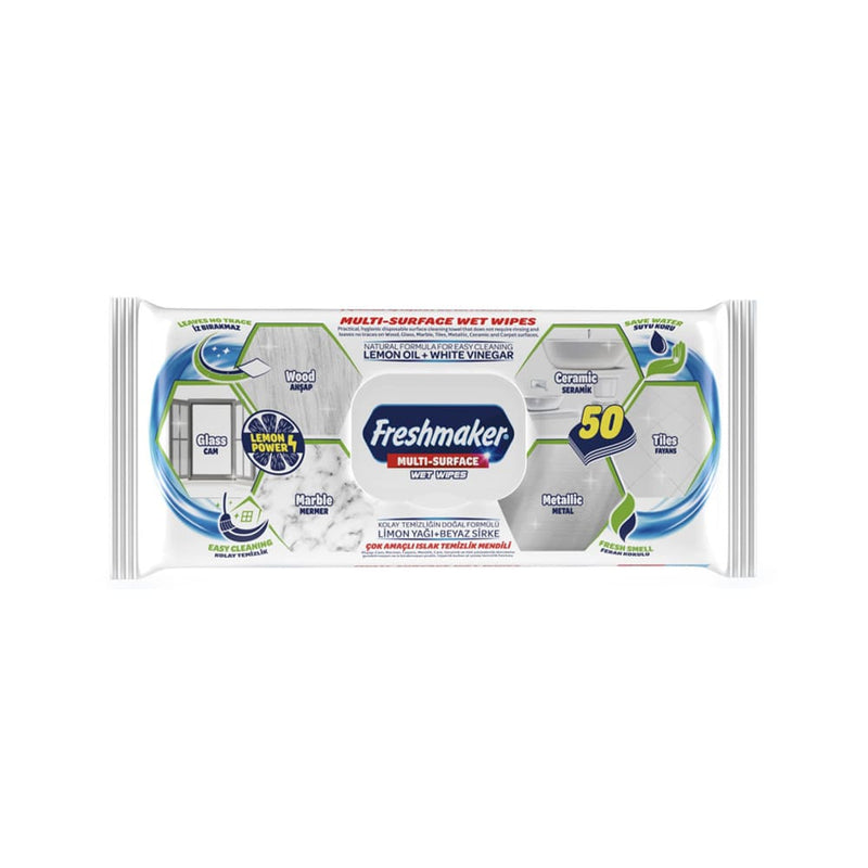 FreshMaker Surface Wipes Multi-Purpose Quick-Drying Cleaning Wipes 50 Count