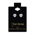 Ear Sense Medical Stainless Steel Gold-Plated Earrings with Zircon Stones, D13, 1 Pair