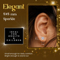 Ear Sense Medical Stainless Steel Gold-Plated Earrings with Zircon Stones, D13, 1 Pair