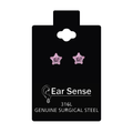Ear Sense 5 mm D17 Gold-Plated Stainless Steel Earrings, Genuine Zircon, 1 Pair