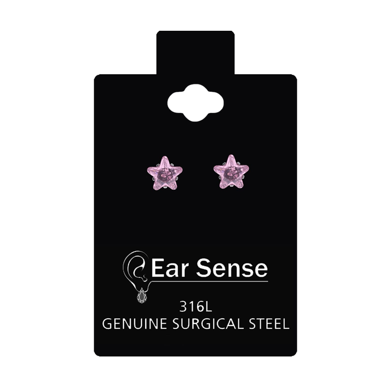 Ear Sense 5 mm D17 Gold-Plated Stainless Steel Earrings, Genuine Zircon, 1 Pair