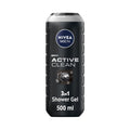 NIVEA Active Clean Shower Gel 3-in-1 Charcoal Body Face Hair Cleanser 500 ml