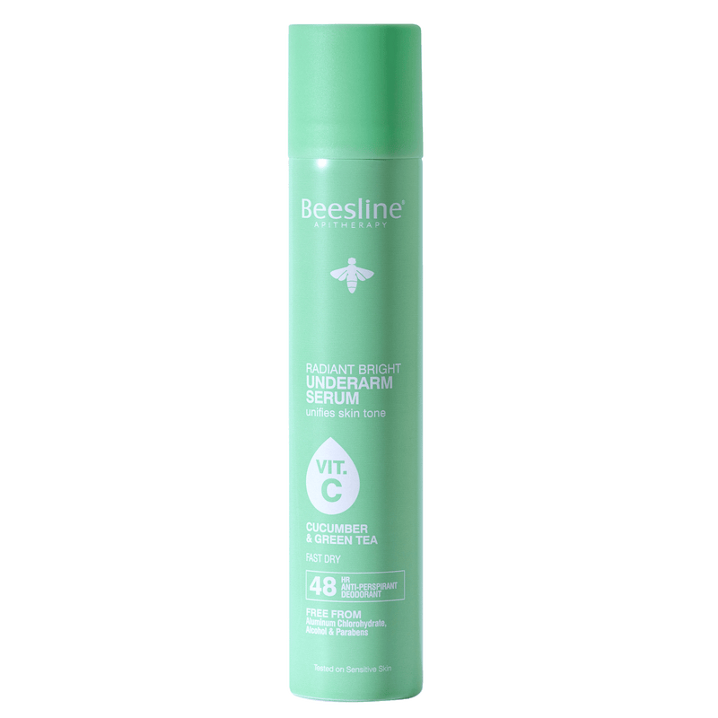 Beesline Radiant Bright Underarm Serum Deo-Serum Spray Lumiskin Vitamin C Cucumber Green Tea 150ml